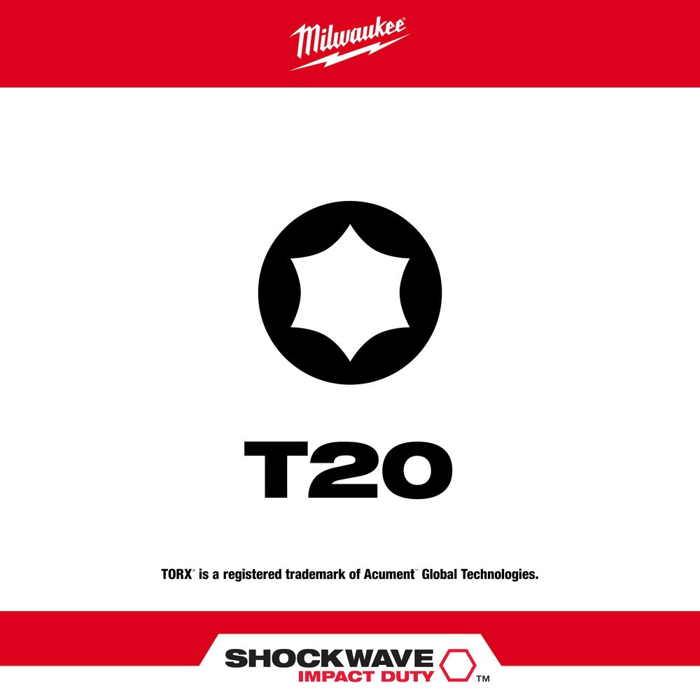 Milwaukee 48-32-4984 T20 Torx Shockwave 2" Power Bit, 2 Pack - 2