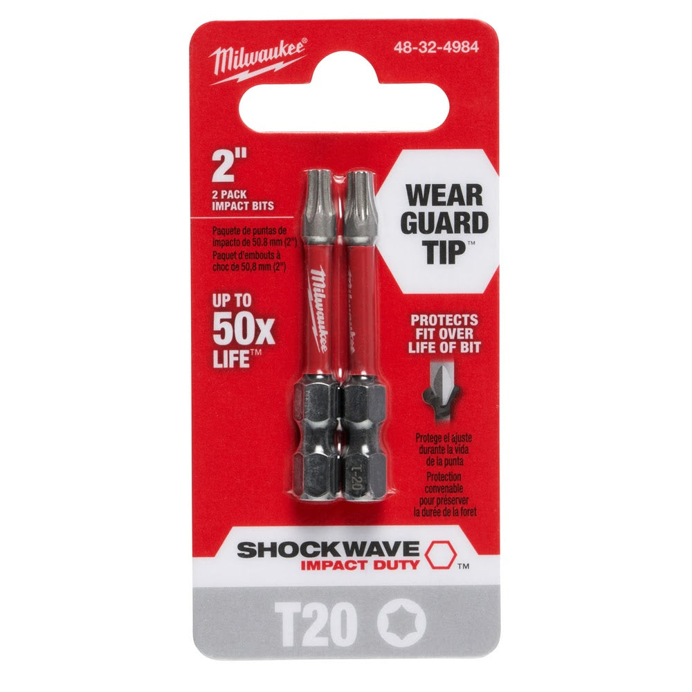 Milwaukee 48-32-4984 T20 Torx Shockwave 2" Power Bit, 2 Pack - 7