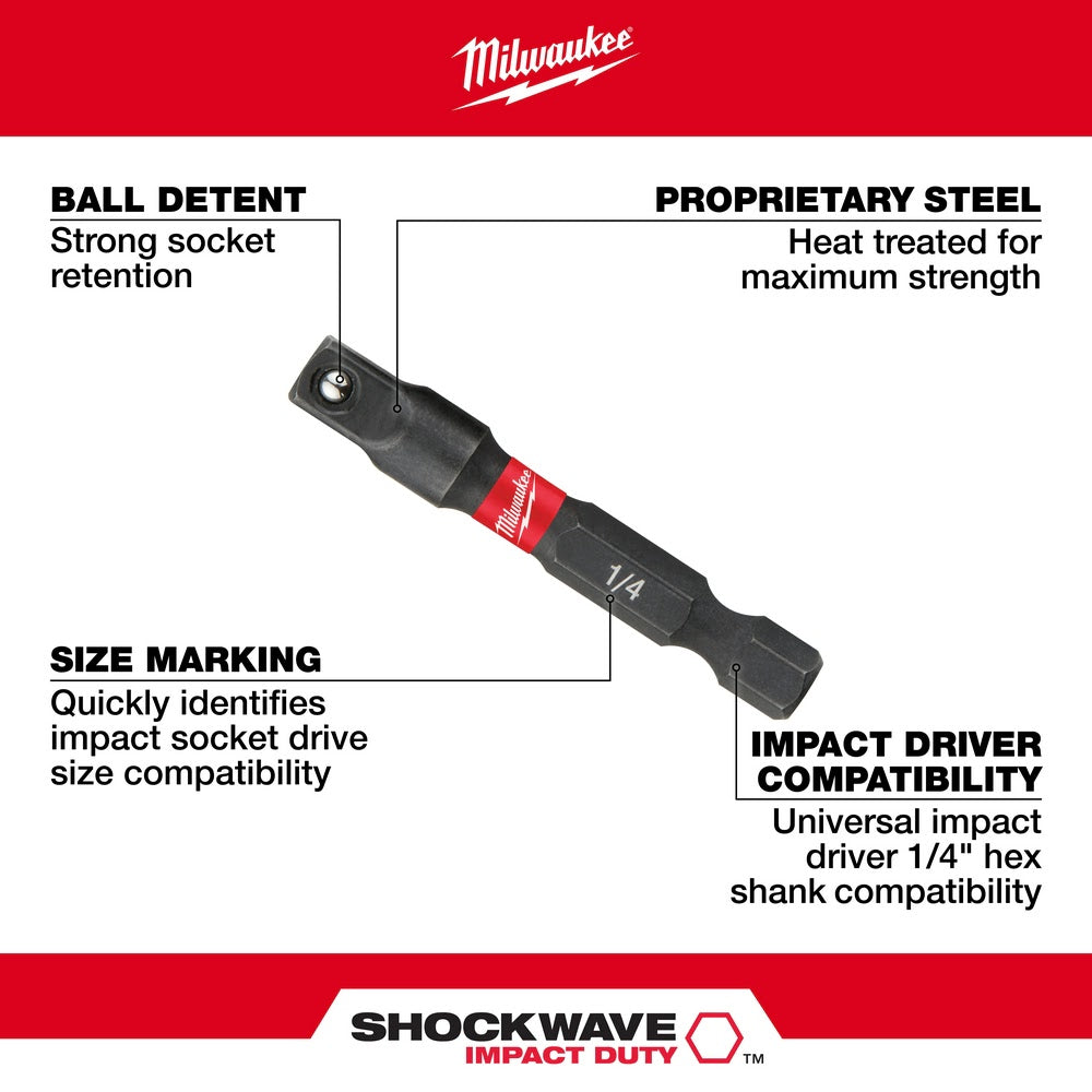 Milwaukee 48-32-5030 SHOCKWAVE 1/4" Impact Socket Adapter - 4