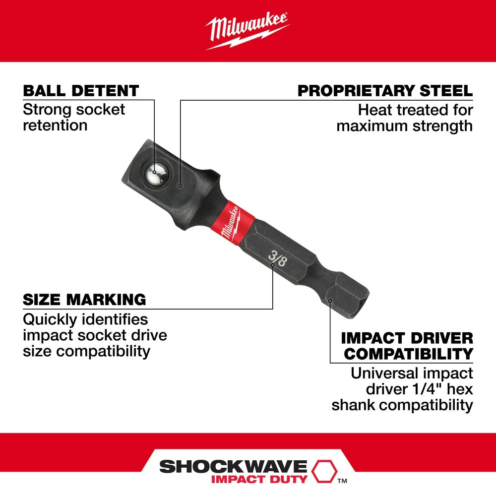 Milwaukee 48-32-5033 SHOCKWAVE 3PC Impact Socket Adapter Set - 3