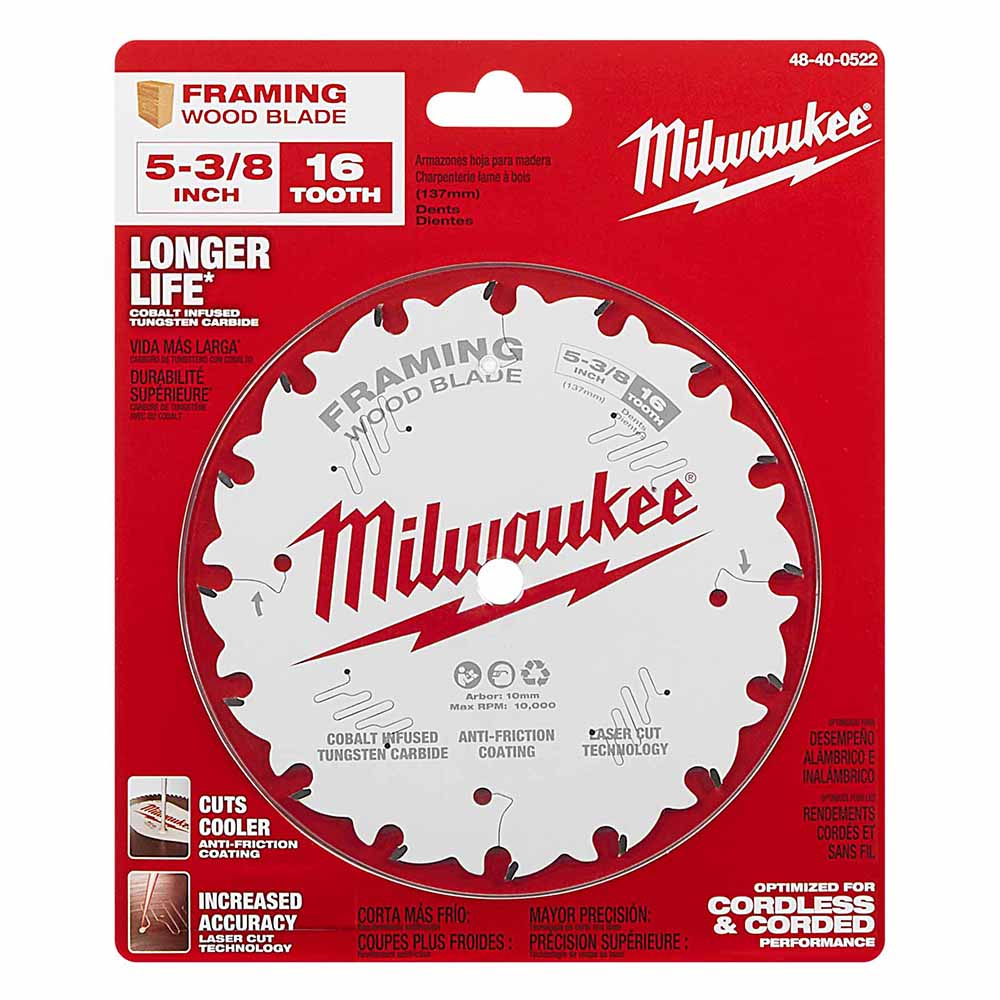 Milwaukee 48-40-0522 5-3/8" 16T Framing Circular Saw Blade - 6