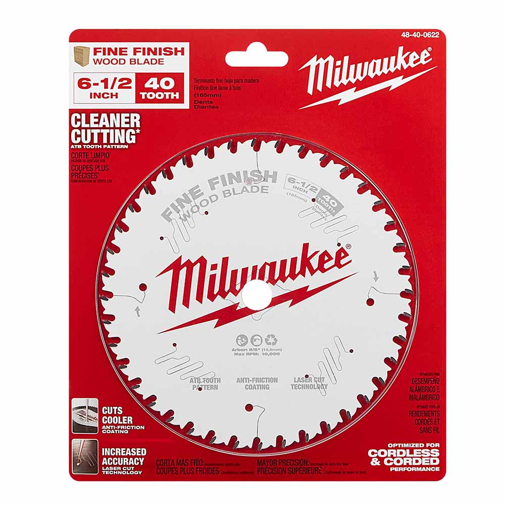 Milwaukee 48-40-0622 6-1/2" 40T Fine Finish Circular Saw Blade - 11