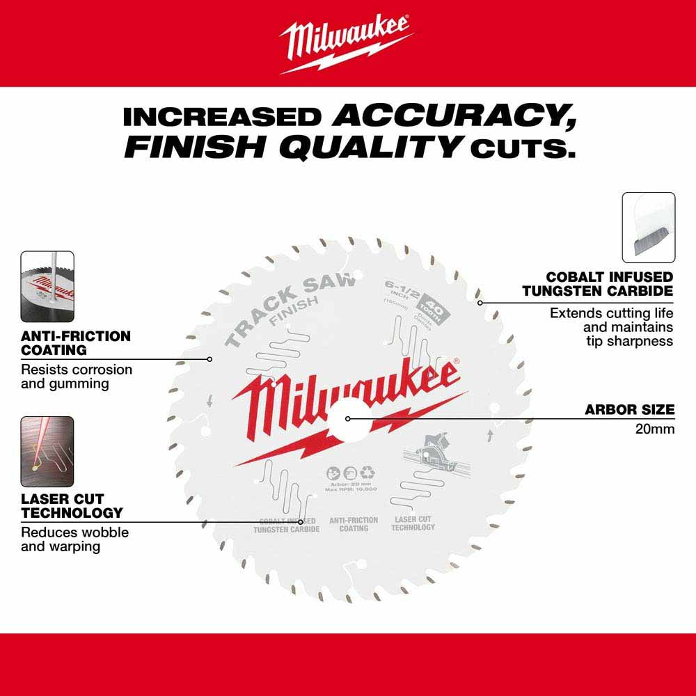 Milwaukee 48-40-0625 6-1/2” 40T Finish Track Saw Blade - 2