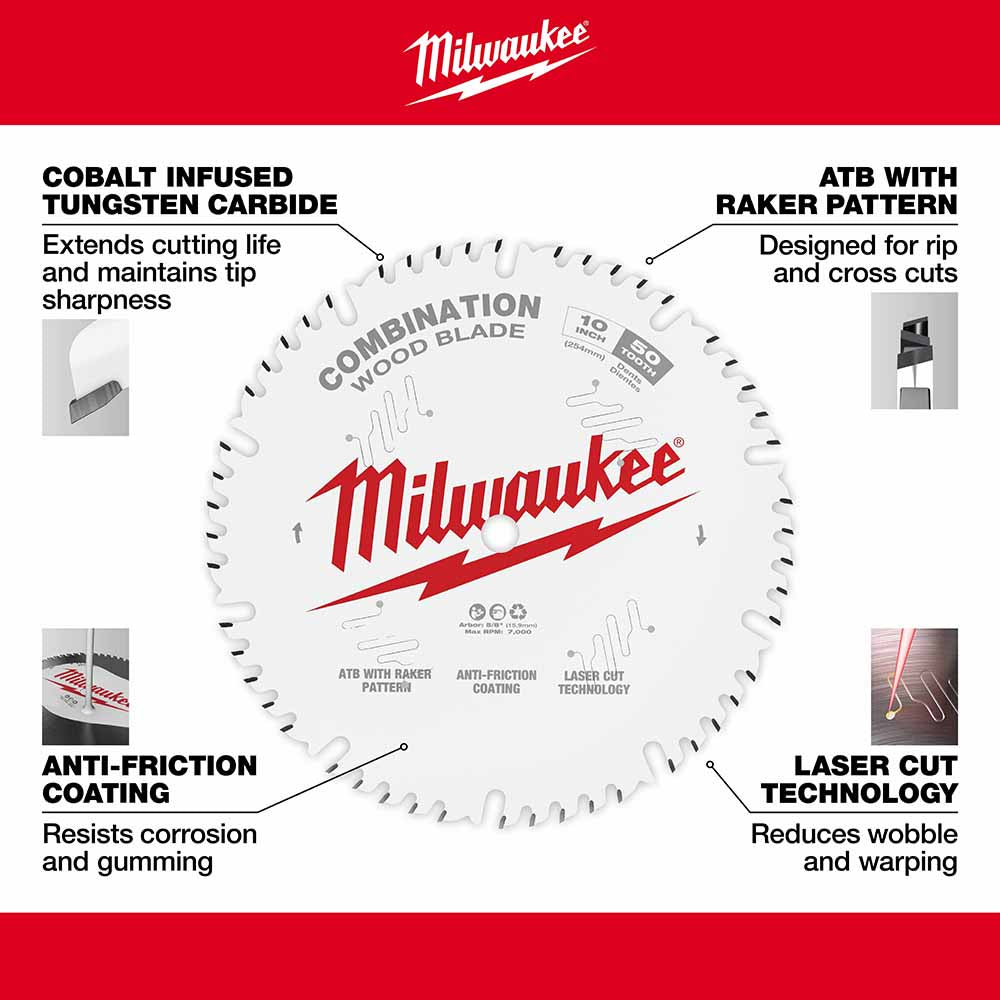 Milwaukee 48-40-1026 10" 50T Combination Circular Saw Blade - 4