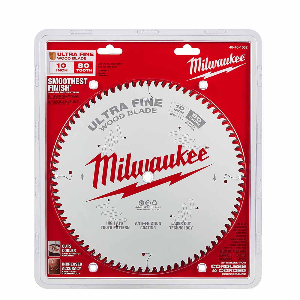 Milwaukee 48-40-1032 10" 80T Ultra Fine Finish Circular Saw Blade - 6