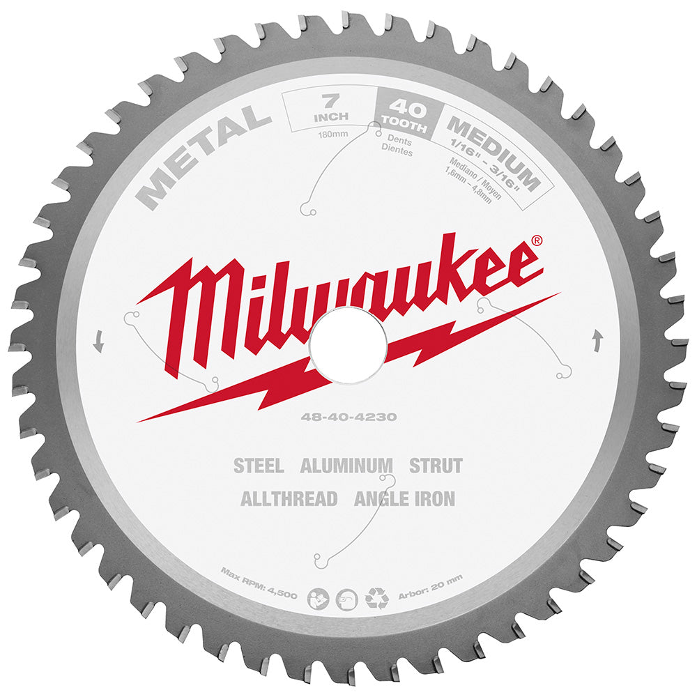 Milwaukee  48-40-4230 7" 40T METAL CSB, 20MM