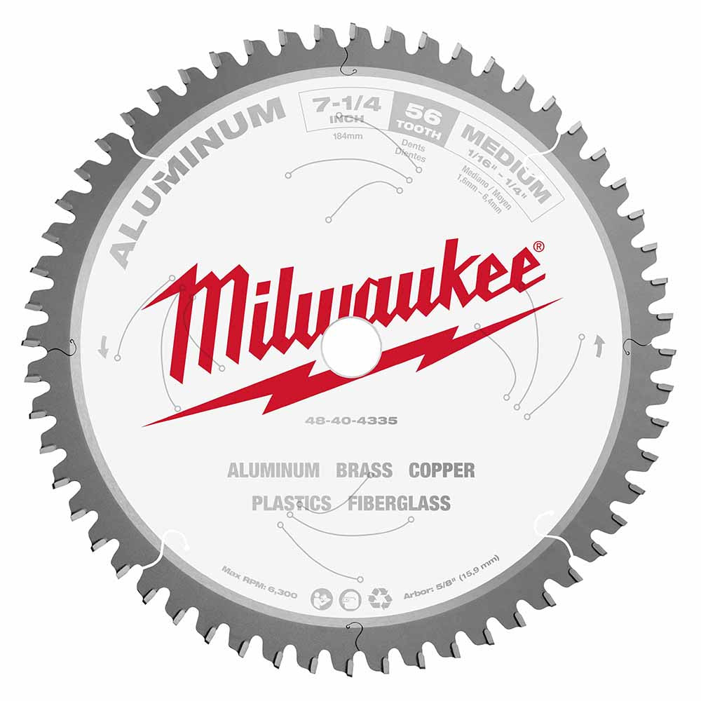 Milwaukee  48-40-4335 7-1/4" 56T ALUMINUM CSB, 5/8"