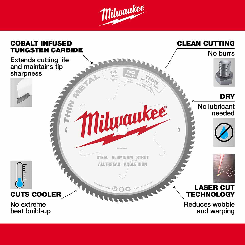 Milwaukee 48-40-4510 14" Dry Cut Circular Saw Blade - 4