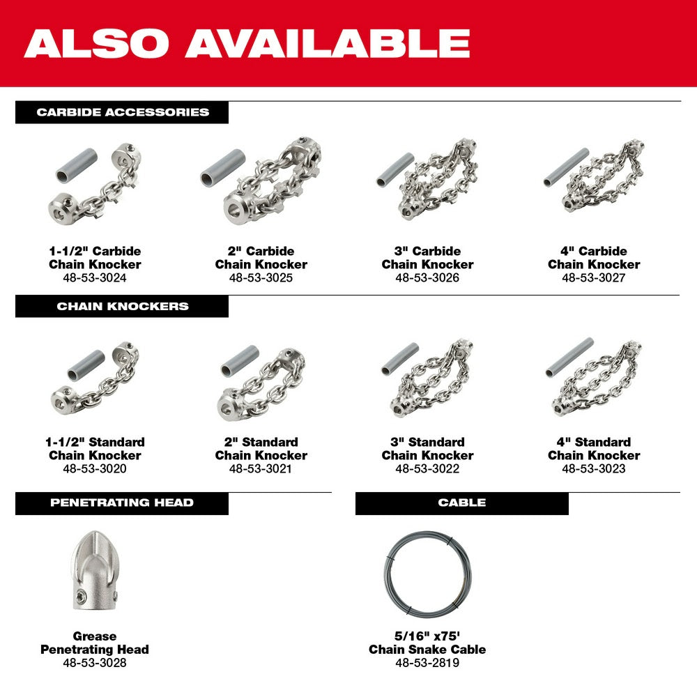 Milwaukee 48-53-3022 3" Standard Chain Knocker for 5/16" Chain Snake Cable - 7