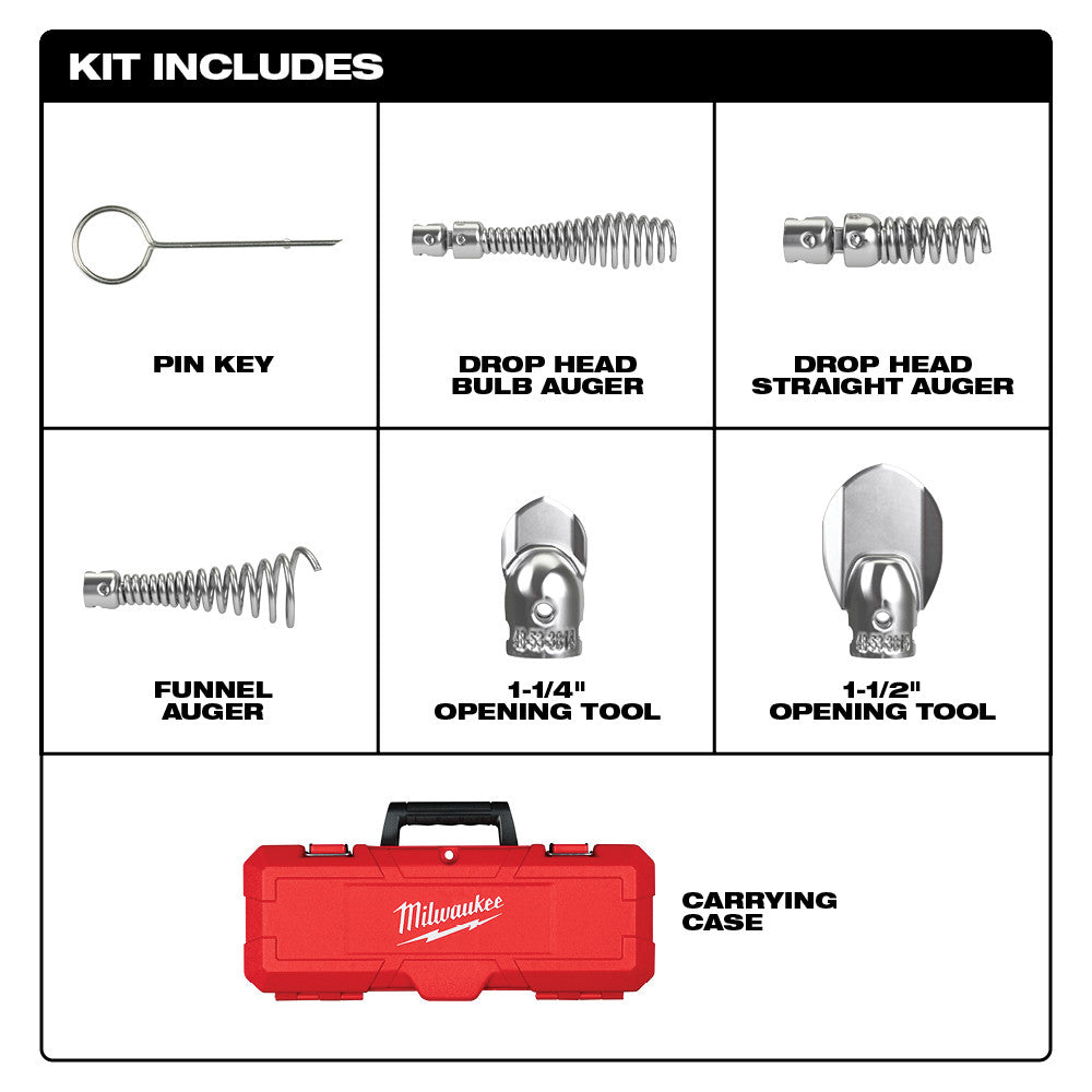 Milwaukee 48-53-3820 1-1/4" - 2" Head Attachment Kit For 5/8" Sectional Cable - 3