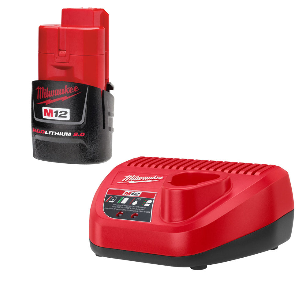 Milwaukee 48-59-2420 M12 Li-Ion 2.0 Battery and Charger Starter Kit