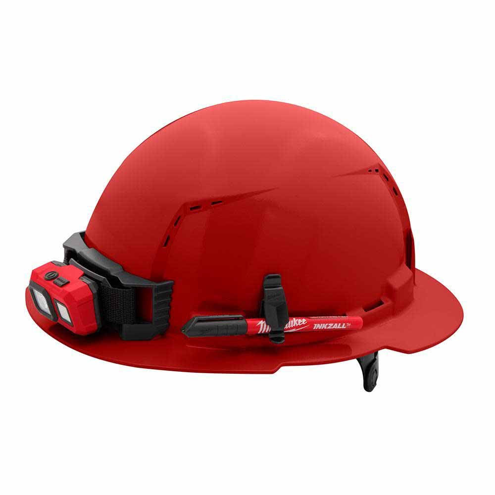 Milwaukee 48-73-1229 Red Full Brim Vented Hard Hat with 6PT Ratcheting Suspension – Type 1 Class C - 6