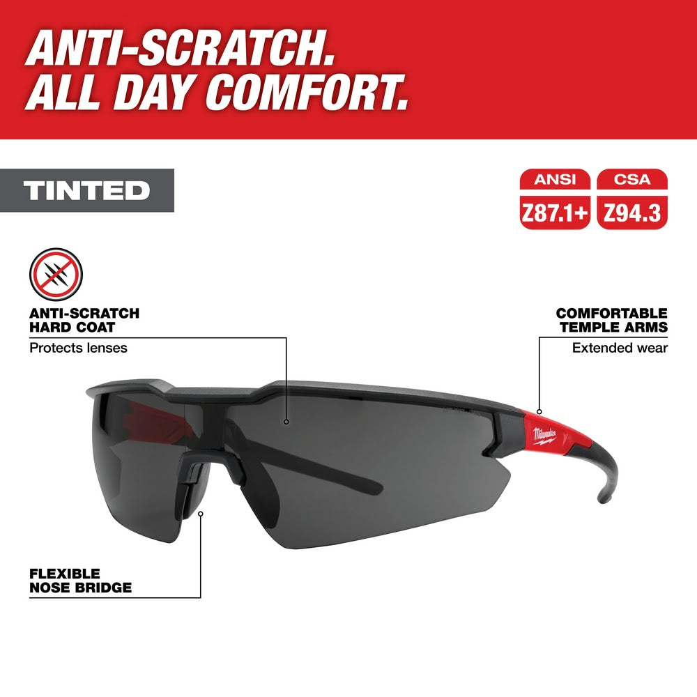 Milwaukee 48-73-2015 Safety Grey Tinted Glasses - Anti-Scratch Lenses - 2