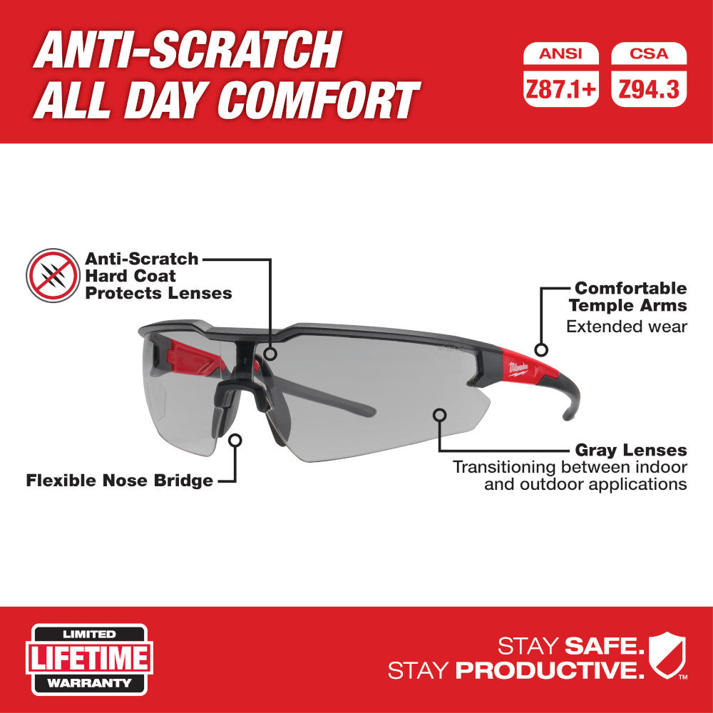 Milwaukee 48-73-2106 Safety Glasses - Gray Anti-Scratch Lenses - 2