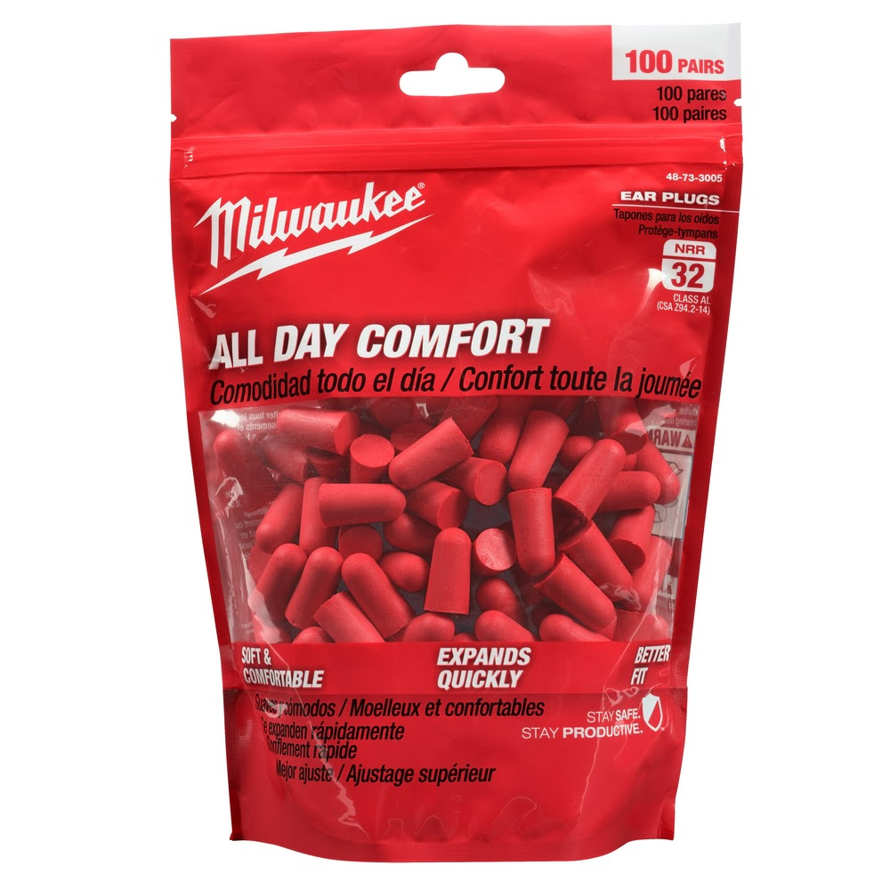 Milwaukee 48-73-3005 Uncorded Ear Plugs, NRR 32db, Disposable, 100 Pairs - 2