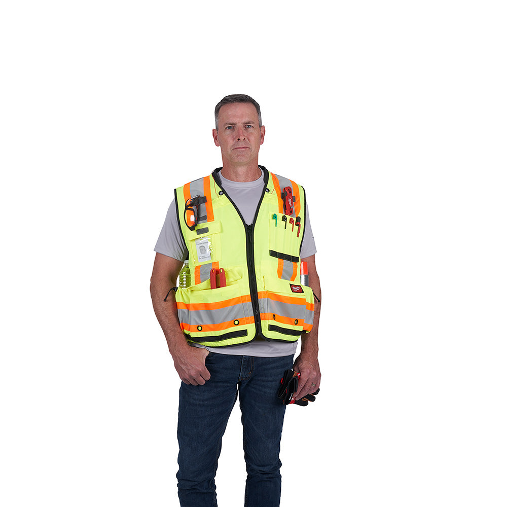 Milwaukee 48-73-5162 Class 2 Surveyor's High Visibility Yellow Safety Vest - L/XL - 6