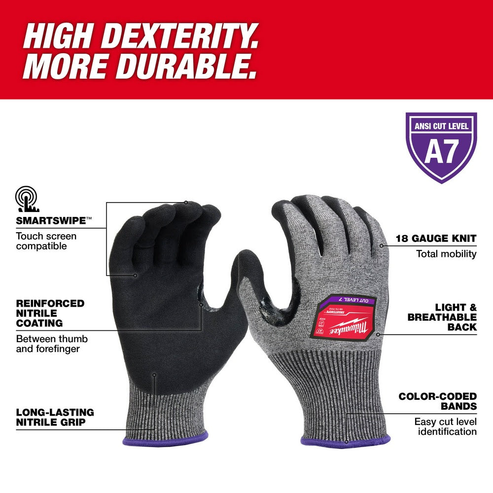 Milwaukee 48-73-7012 Cut Level 7 High-Dexterity Nitrile Dipped Gloves - L - 2