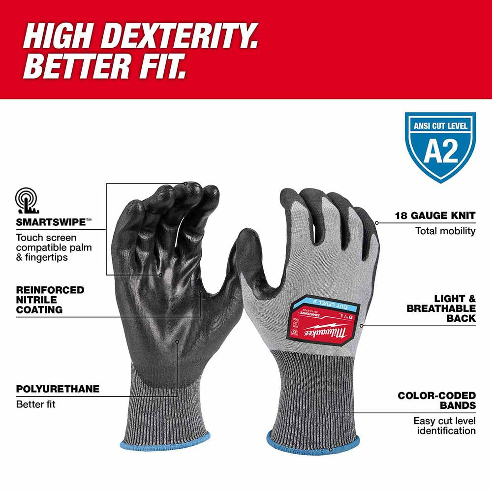 Milwaukee 48-73-8723B High Dexterity A2 Polyurethane Dipped Gloves - Extra Large - 2