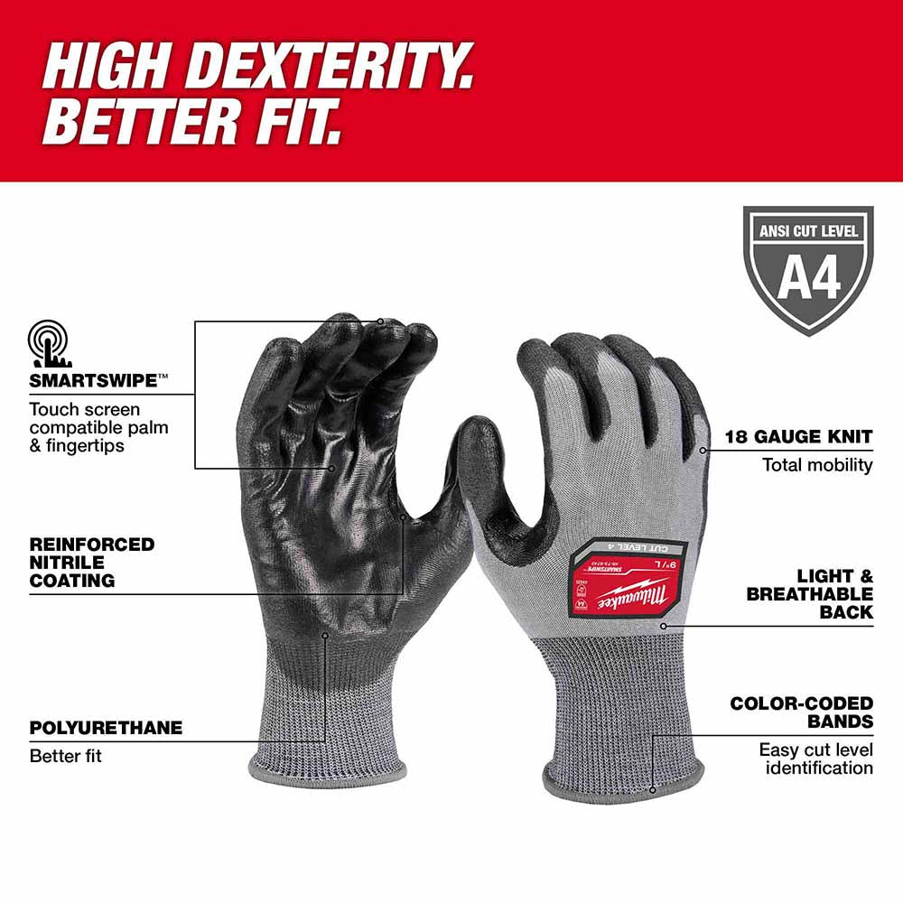 Milwaukee 48-73-8741 High Dexterity A4 Polyurethane Dipped Gloves - Medium - 2