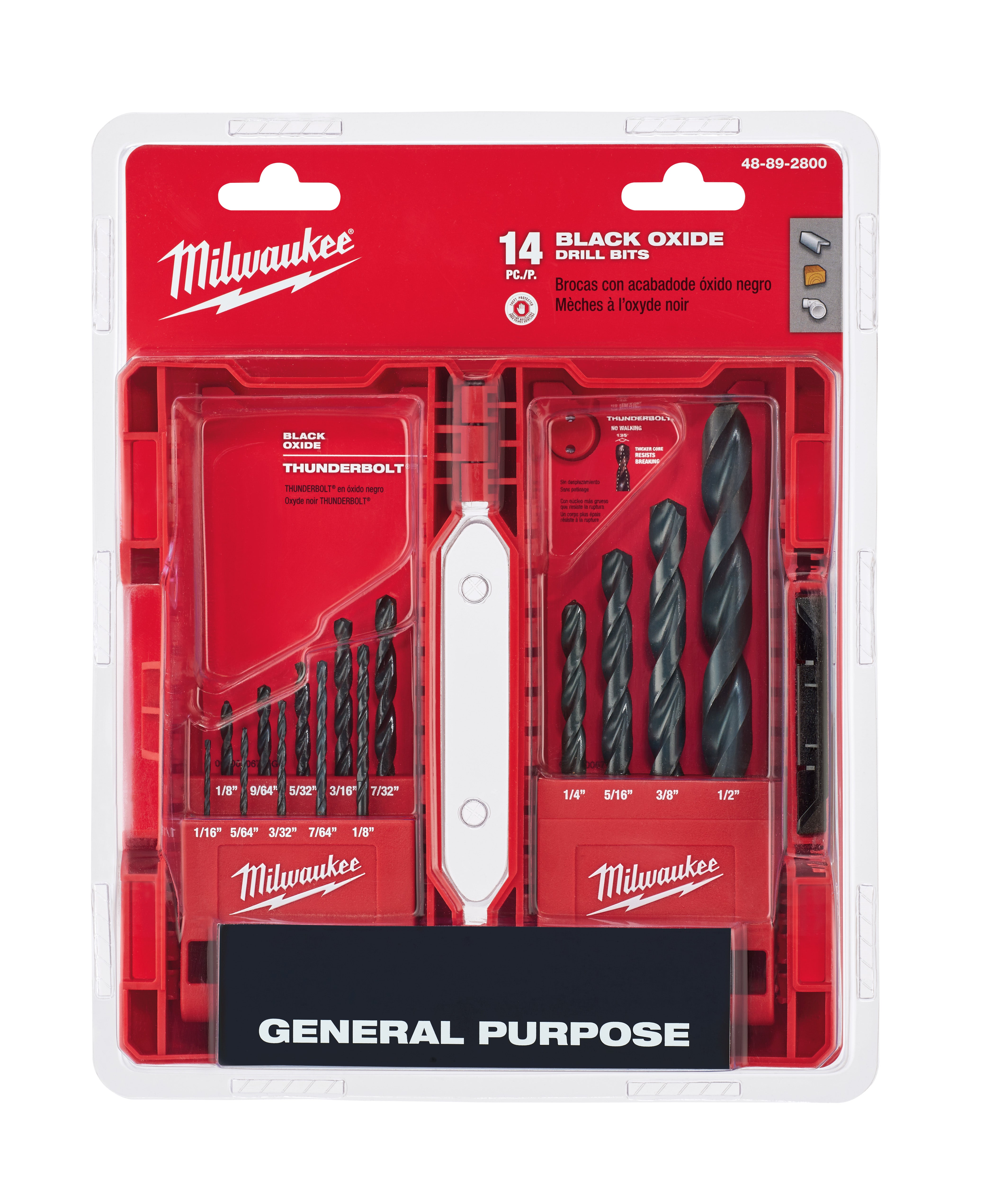 Milwaukee 48-89-2800 14-Piece Thunderbolt® Black Oxide Drill Bit Set