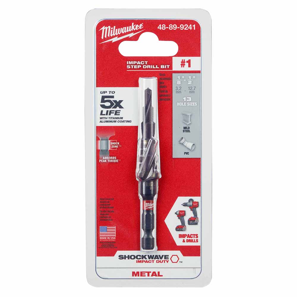 Milwaukee 48-89-9241 SHOCKWAVE Impact Duty Step Bit #1 1/8 - 1/2" - 7