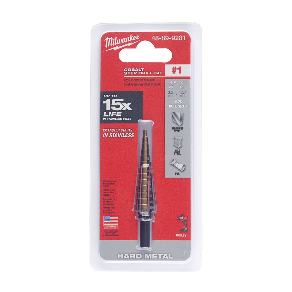 Milwaukee 48-89-9281 Milwaukee Cobalt Step Drill Bit #1 (1/8"-1/2")