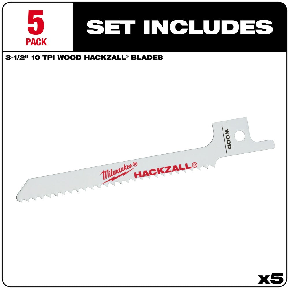 Milwaukee 49-00-5310 M12 Hackzall Blade 4" Wood Scroll 5-Pack - 2