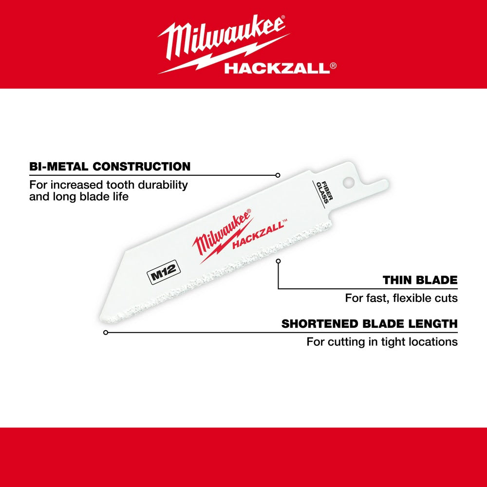 Milwaukee 49-00-5400 M12 Hackzall Blade Fiberglass 3-Pack - 5