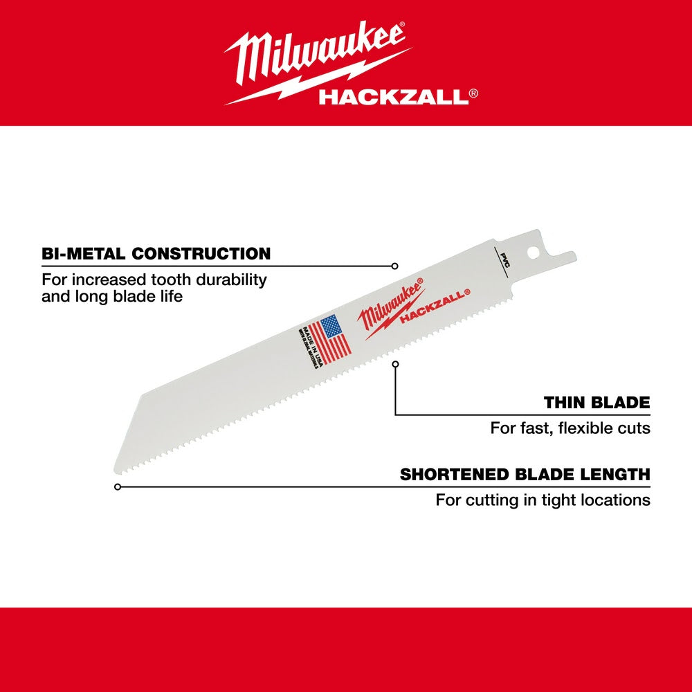 Milwaukee 49-00-5614 M12 Hackzall Blade 6" PVC 5-Pack - 5