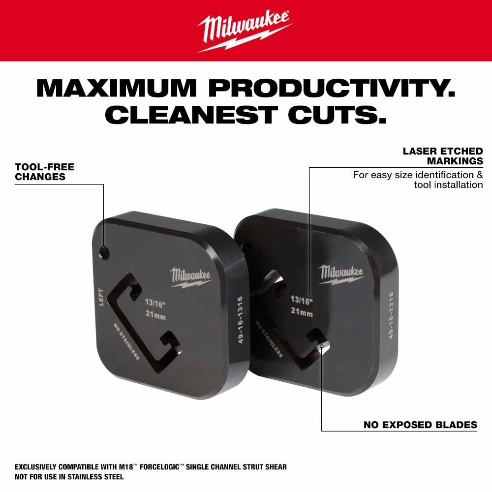 Milwaukee 49-16-1316 13/16" x 1-5/8" Single Strut Shearing Dies - 2