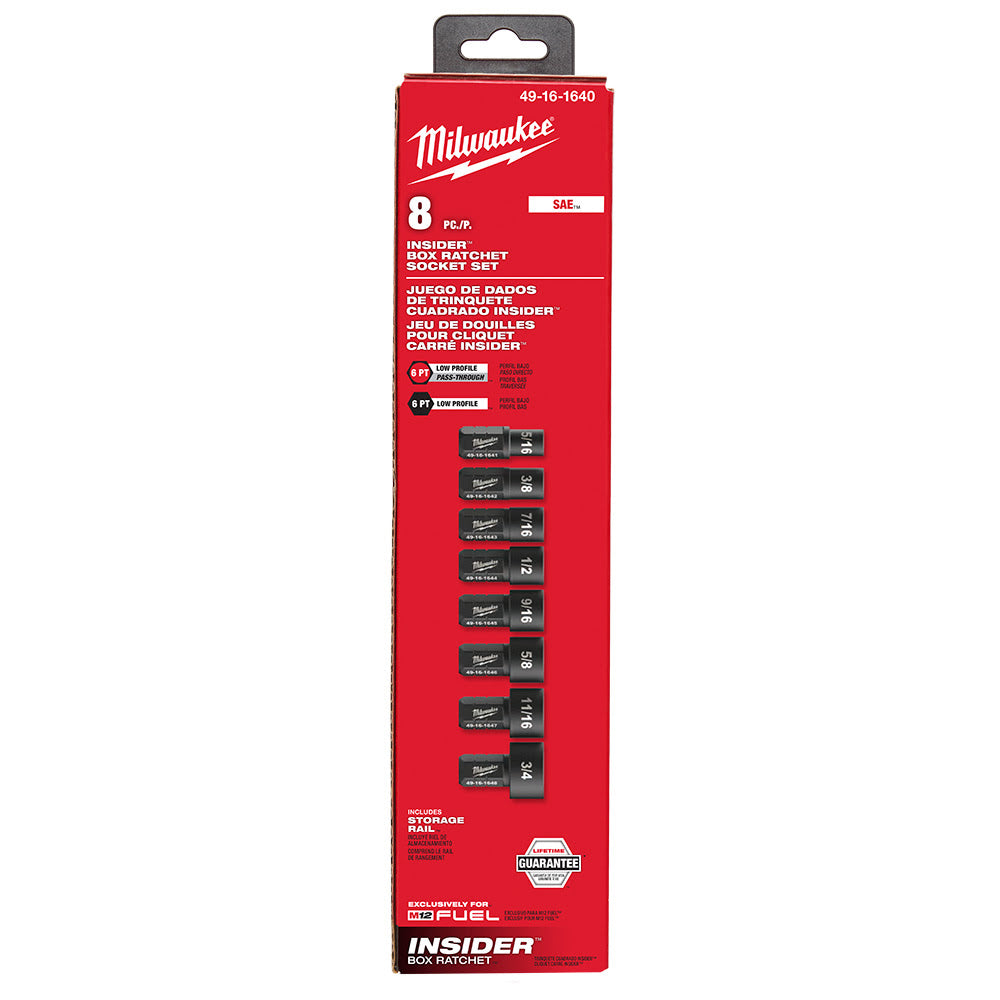 Milwaukee 49-16-1640 INSIDER Box Ratchet Socket SAE Set 8PC - 13