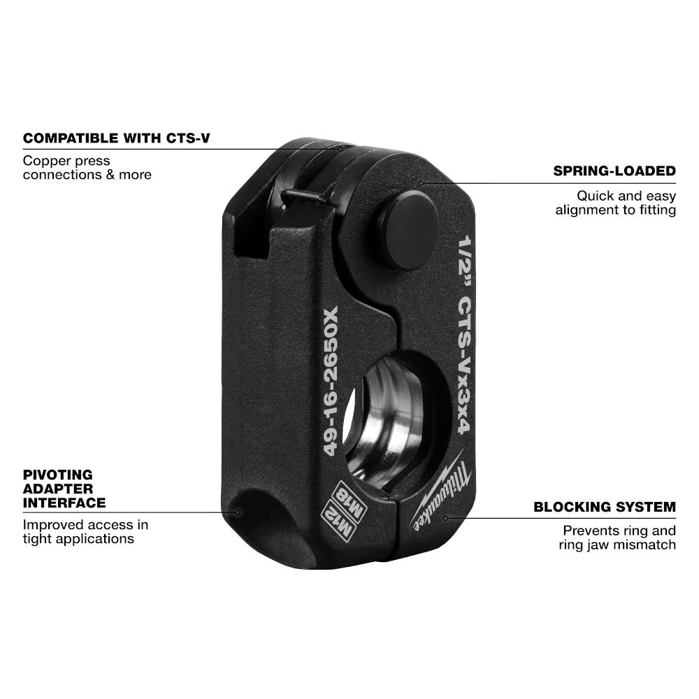 Milwaukee 49-16-2651X 3/4" CTS-V Pivoting Press Ring for M18 & M12 FORCE LOGIC Press Tools - 11