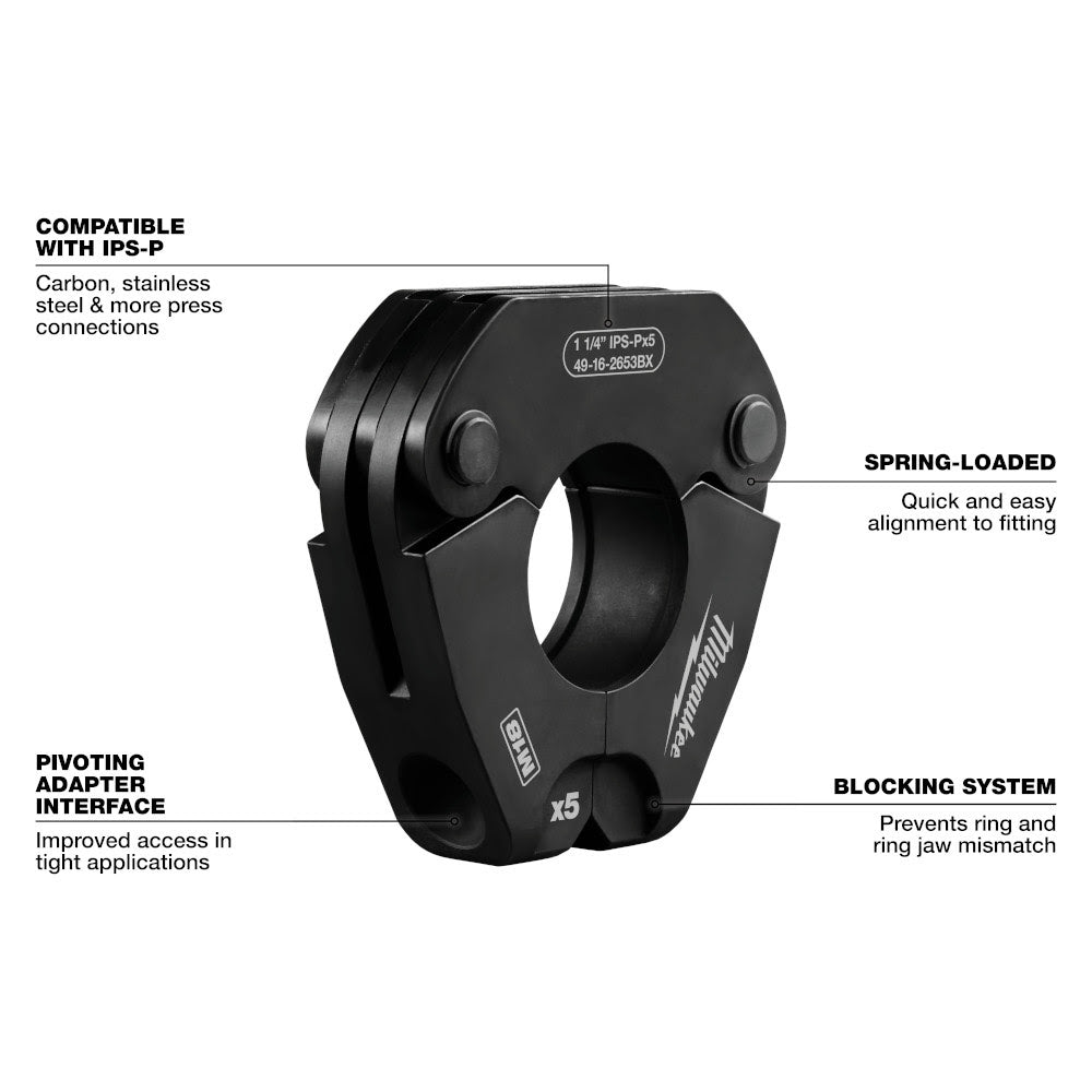 Milwaukee 49-16-2653BX 1-1/4" IPS-P Pivoting Press Ring for M18 FORCE LOGIC Press Tools - 12