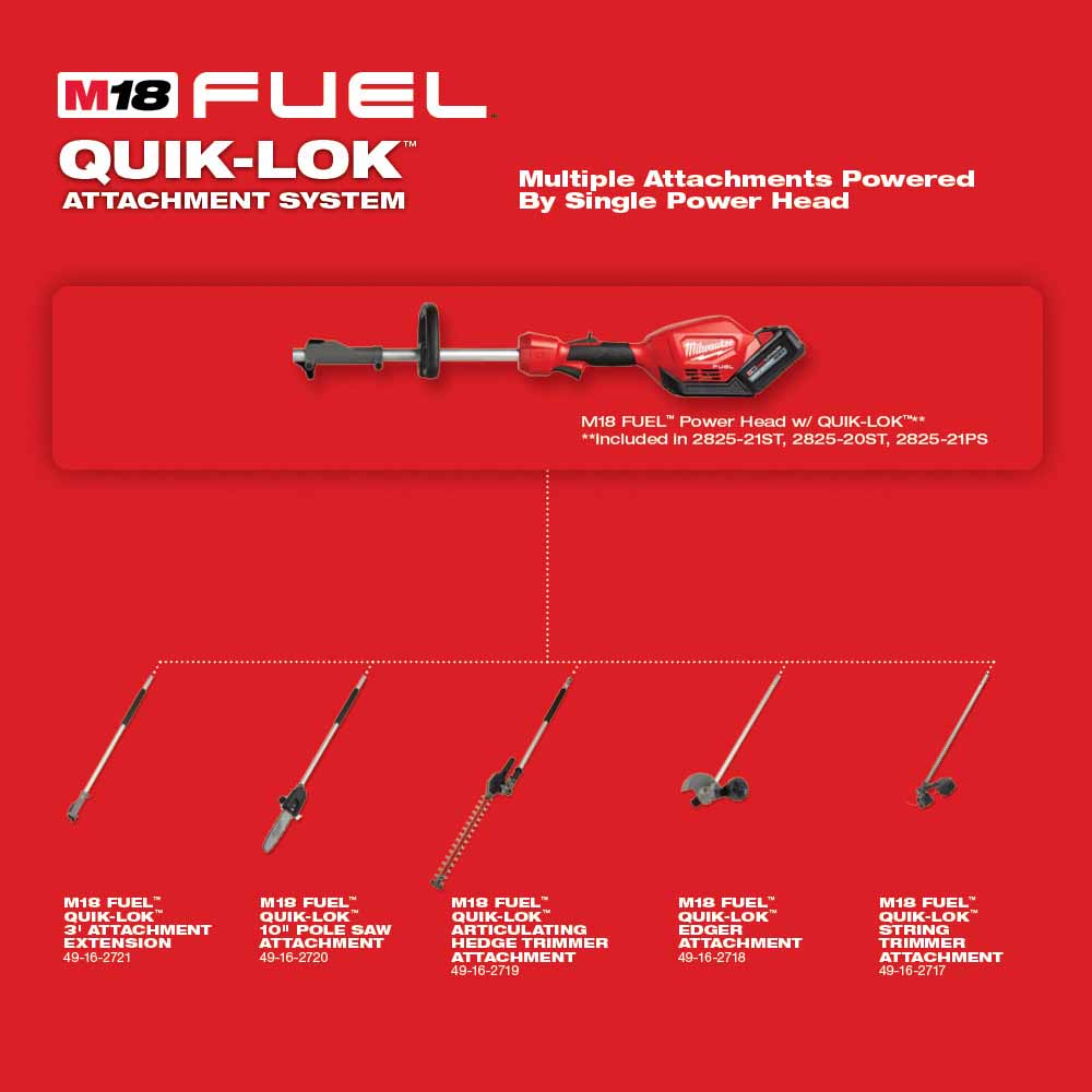 Milwaukee 49-16-2720 M18 FUEL QUIK-LOK 10" Pole Saw Attachment - 3