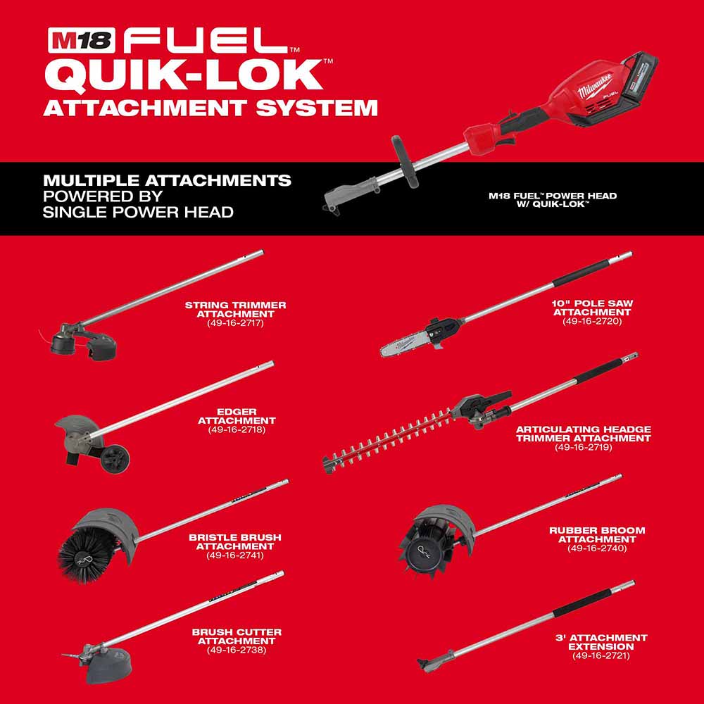 Milwaukee 49-16-2740 M18 Fuel Quik-Lok Rubber Broom Attachment - 5