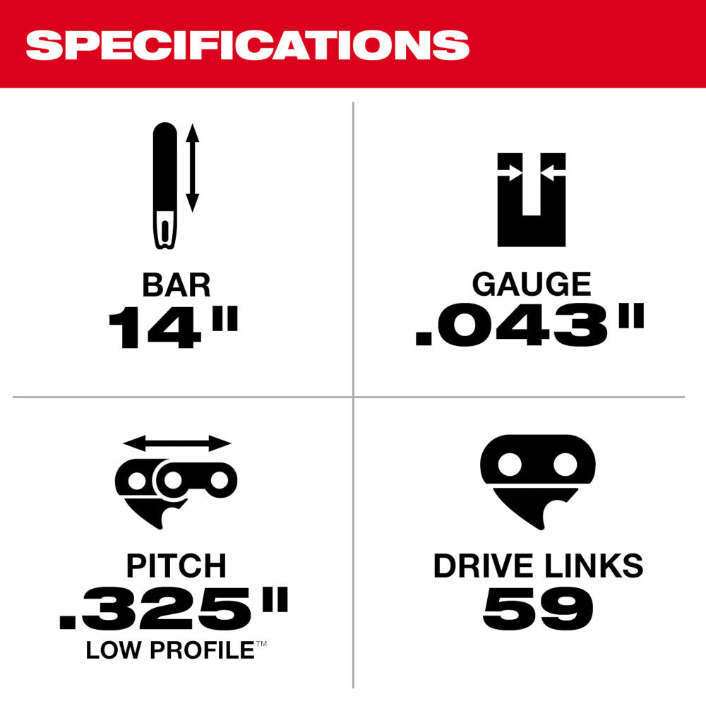 Milwaukee 49-16-2744 14" Top Handle Chainsaw Chain - 3