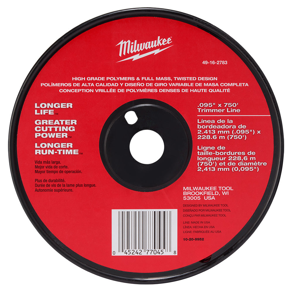 Milwaukee 49-16-2783 .095" x 750' Trimmer Line