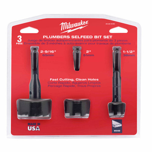 Milwaukee 49-22-0030 Selfeed Bit Plumbers Kit 3 Piece - 2