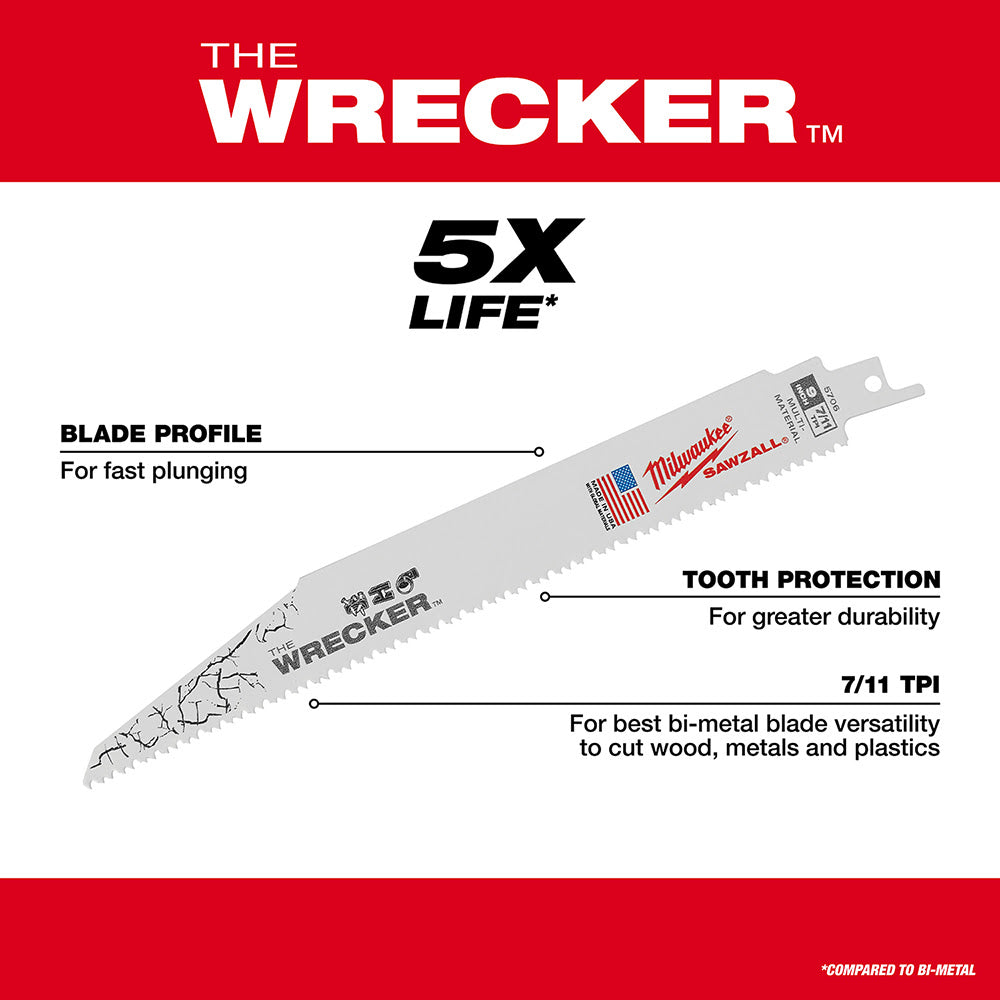 Milwaukee 49-22-1105 5 Piece Demolition Sawzall Blade Set, 6" / 9" - 5