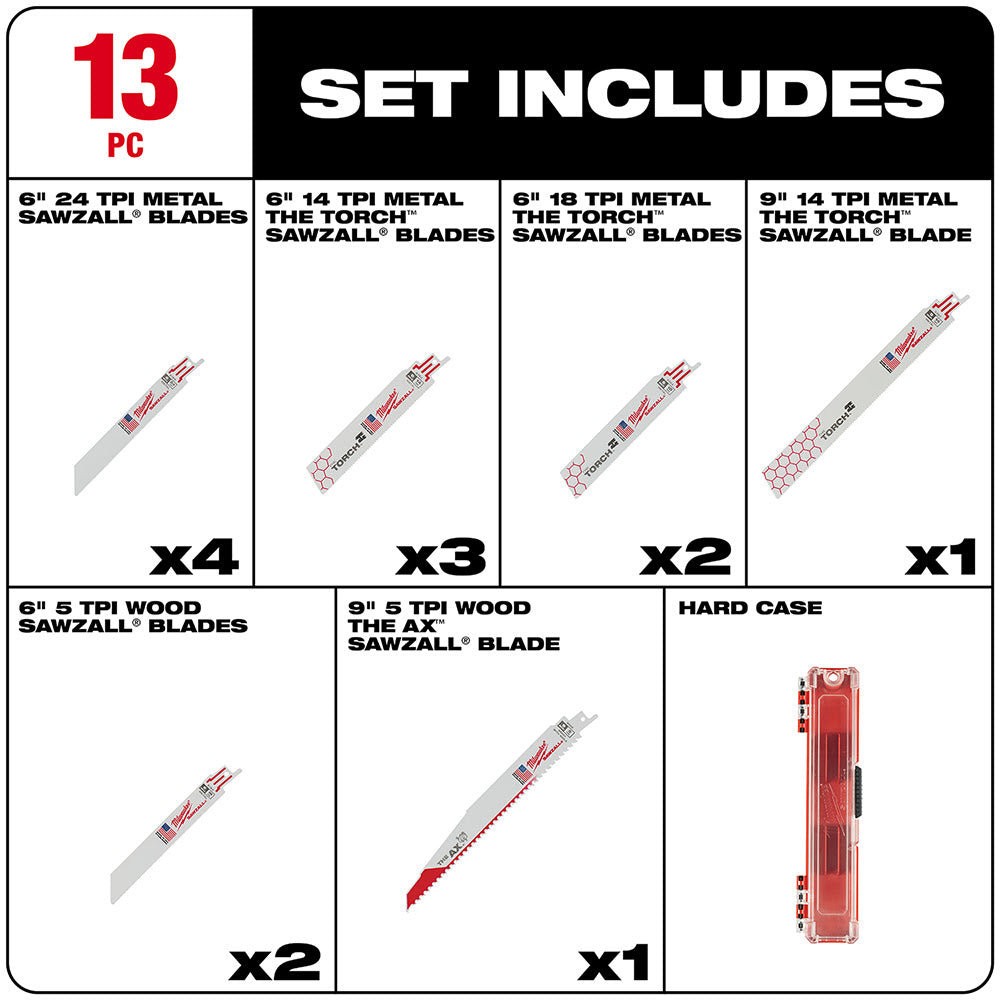 Milwaukee 49-22-1113 13 PC SAWZALL Blade Set - 2