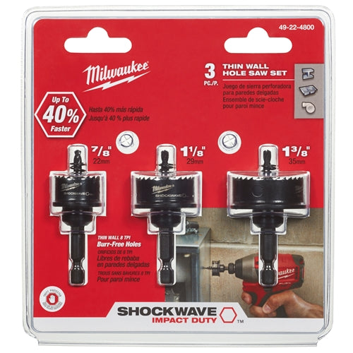 Milwaukee 49-22-4800 3pc Shockwave Hole Saw Kit