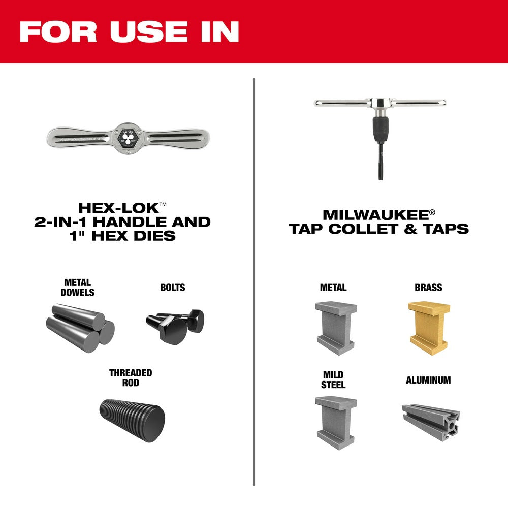 Milwaukee 49-22-5602 15PC SAE Tap and Die Set with Hex-LOK 2-in-1 Handle - 3