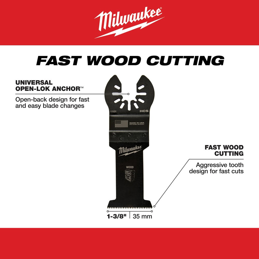 Milwaukee  49-25-1109 Milwaukee® OPEN-LOK™ 1-3/8" HCS WOOD BLADES 10PK - 4