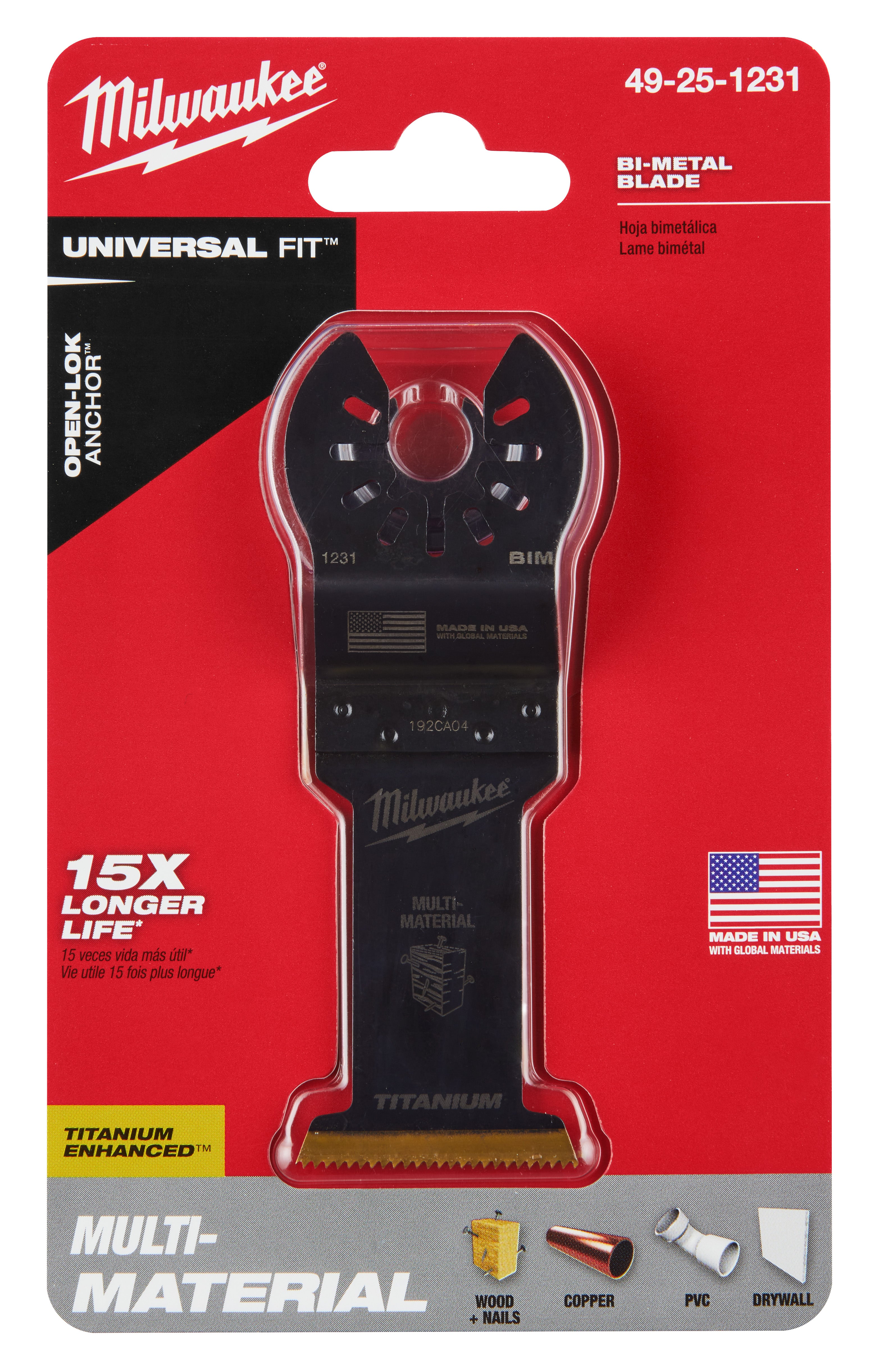 Milwaukee  49-25-1231 Milwaukee® OPEN-LOK™ 1-3/8" TITANIUM ENHANCED BI-METAL MULTI-MATERIAL BLADE 1PK - 2