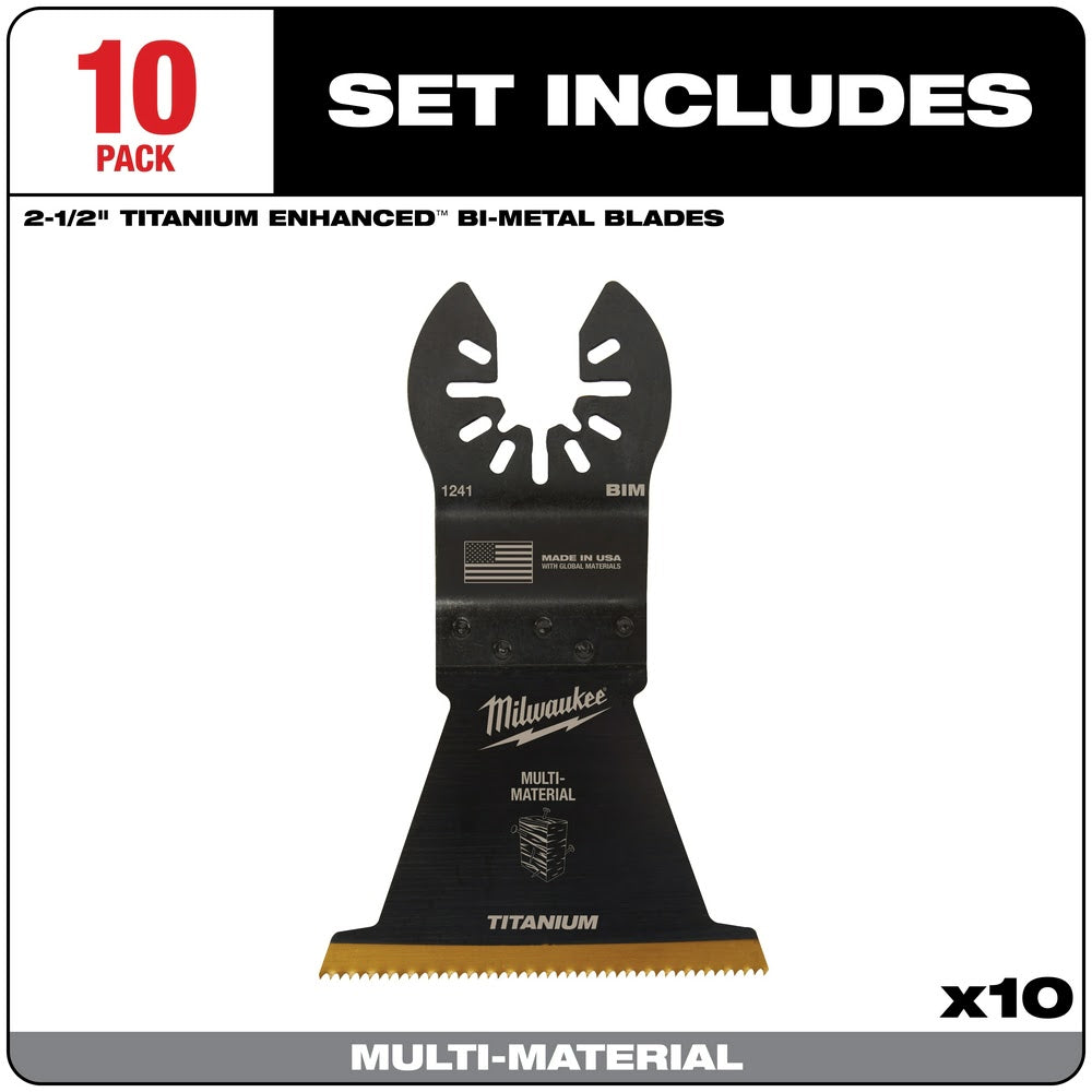 Milwaukee  49-25-1249 Milwaukee® OPEN-LOK™ 2-1/2" TITANIUM ENHANCED BI-METAL MULTI-MATERIAL BLADES 10PK - 3