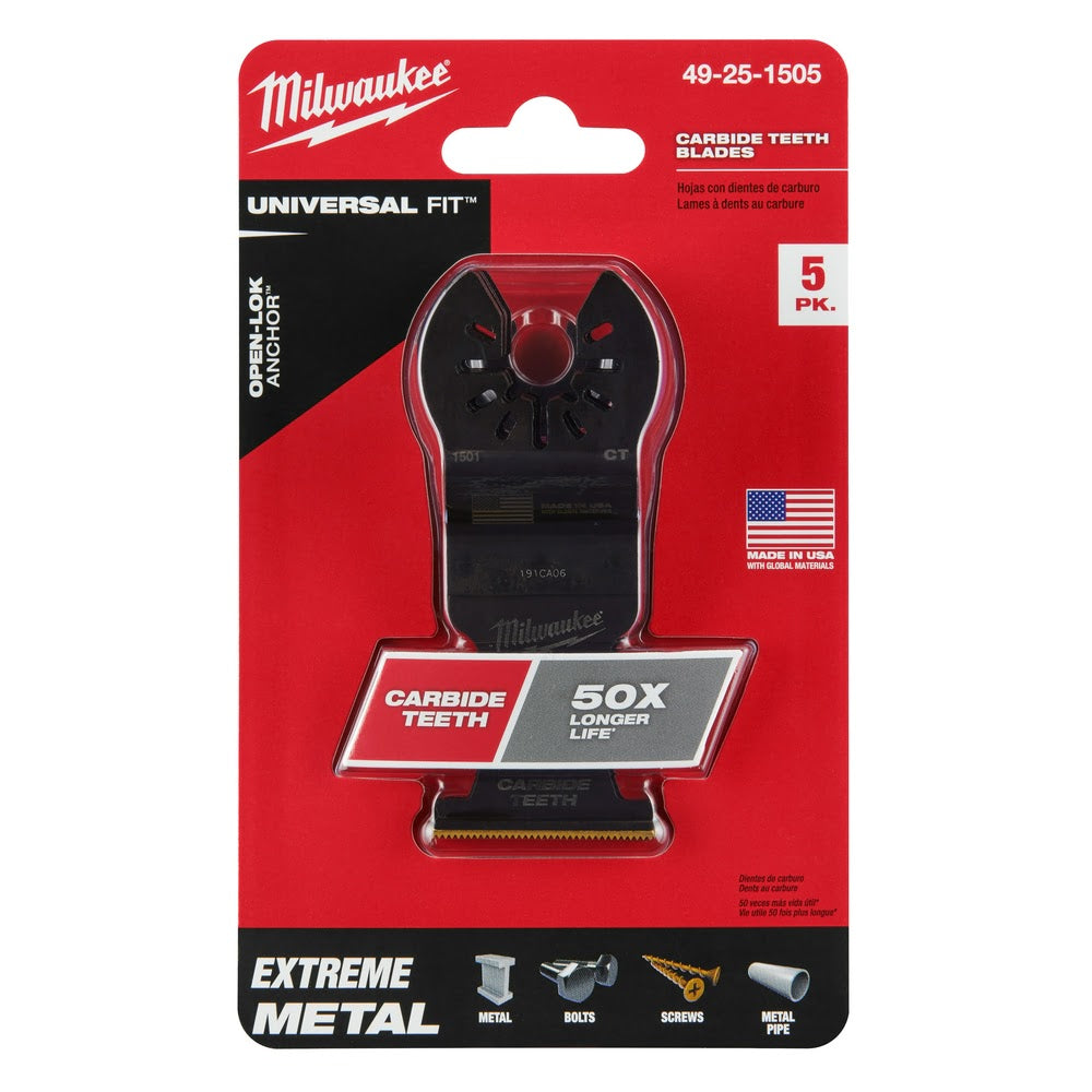 Milwaukee  49-25-1505 Milwaukee® OPEN-LOK™ 1-3/8" TITANIUM ENHANCED CARBIDE TEETH METAL BLADE 5PK - 11