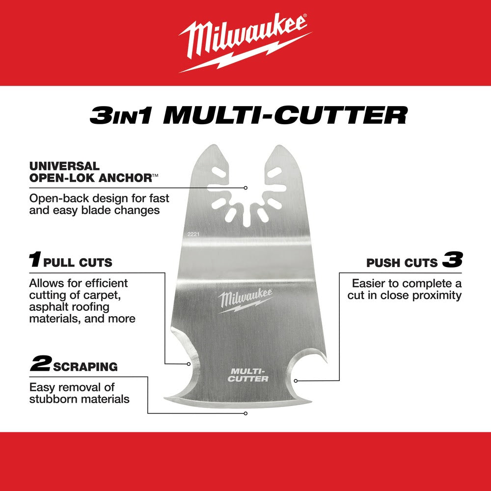 Milwaukee  49-25-2221 Milwaukee® OPEN-LOK™ 3-IN-1 MULTI-CUTTER SCRAPER BLADE 1PK - 8