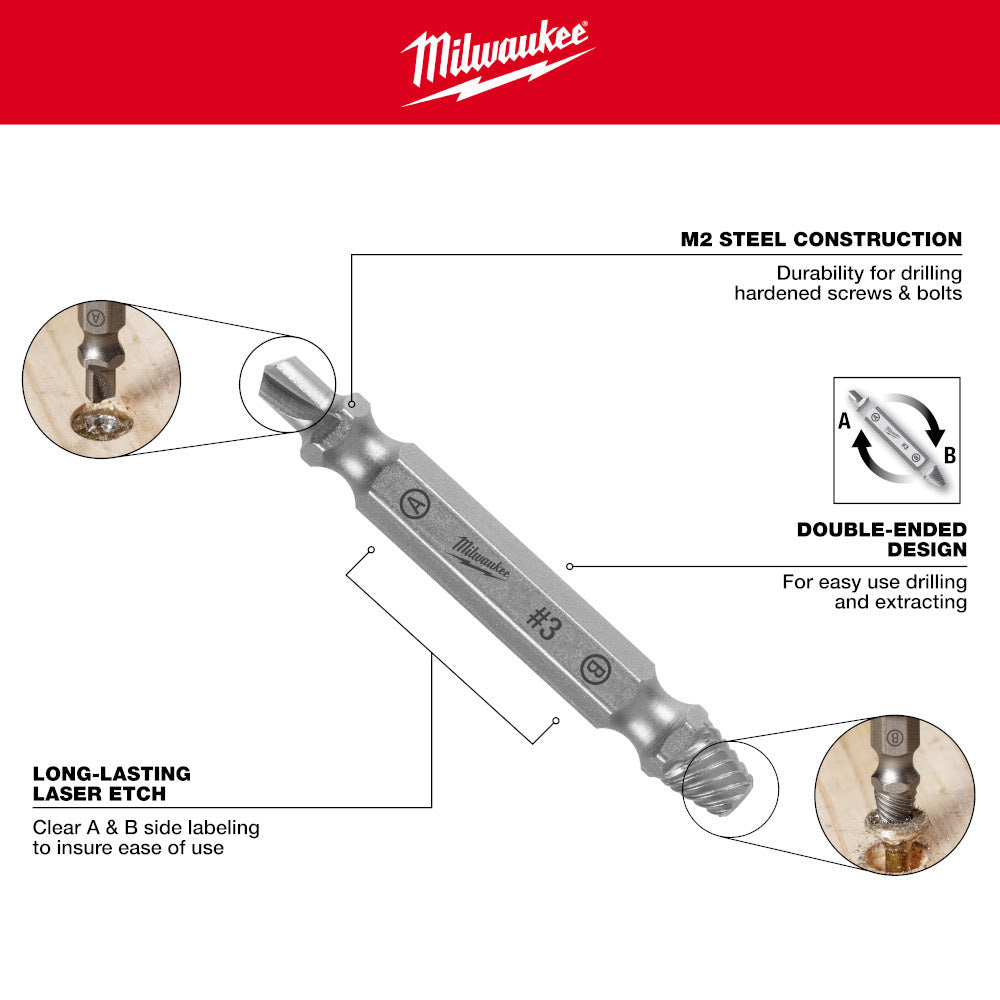 Milwaukee 49-57-9001 M2 Steel Screw Extractor Set 4PC - 5