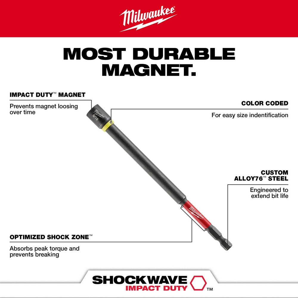 Milwaukee 49-66-4583 SHOCKWAVE Impact Duty 5/16" x 6" Magnetic Nut Driver - 4