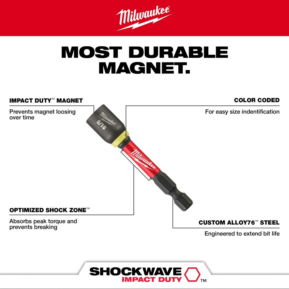 Milwaukee 49-66-4611 SHOCKWAVE Impact Duty 11MM x 2-9/16" Magnetic Nut Driver BULK 10 - 4